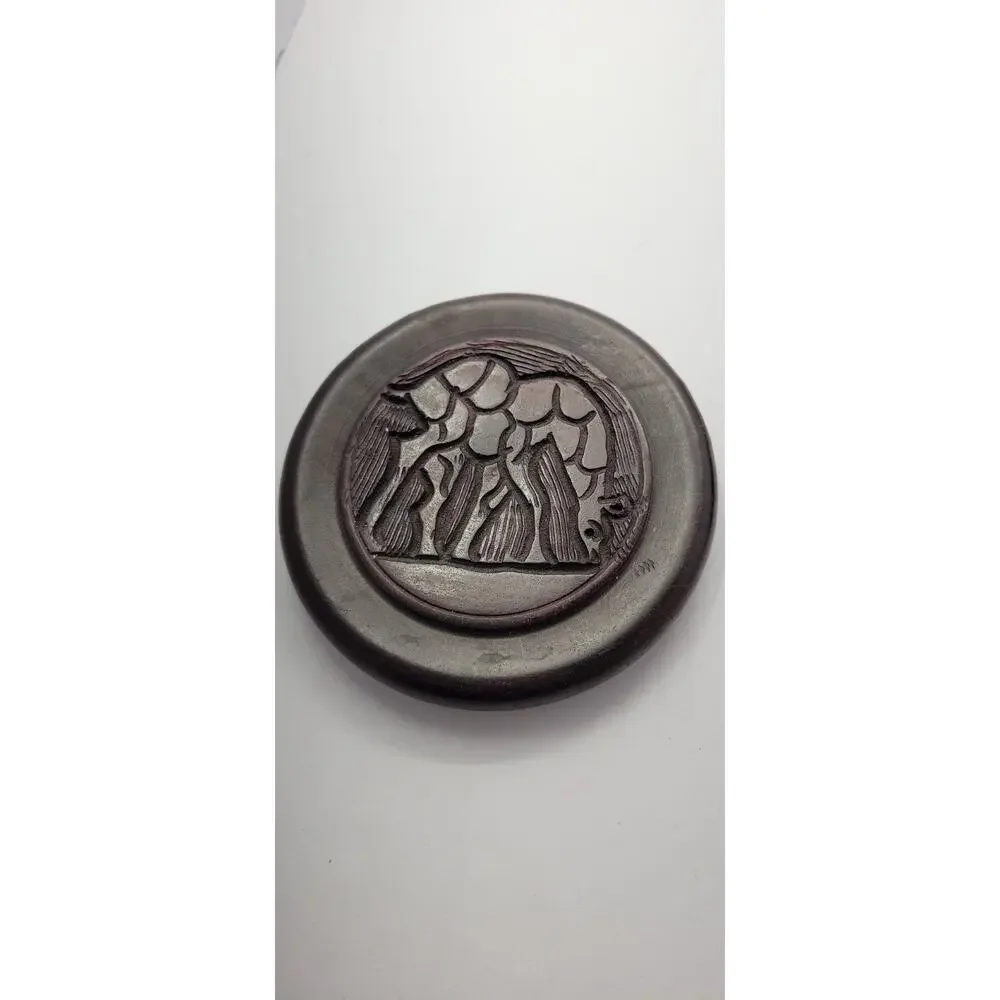 Set of 6 Hand Carved Wooden Drink Coasters Round Abstract Nature Design